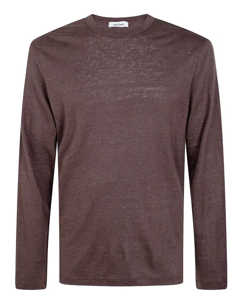 Gran Sasso Logo Print Long Sleeves T-Shirt Brown