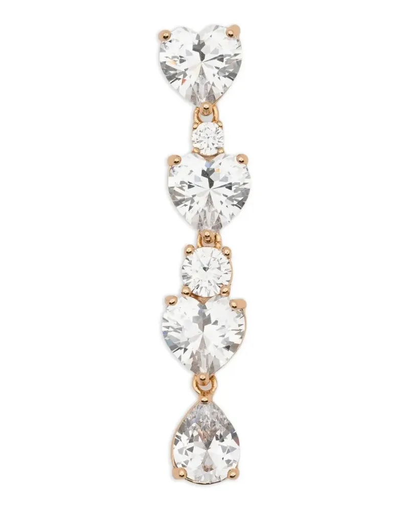 Self-Portrait Gold Heart Crystal Tiered Earrings Metallic