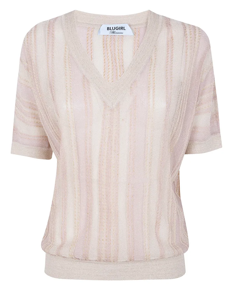 Blumarine Stripes Lux Sweater Pink
