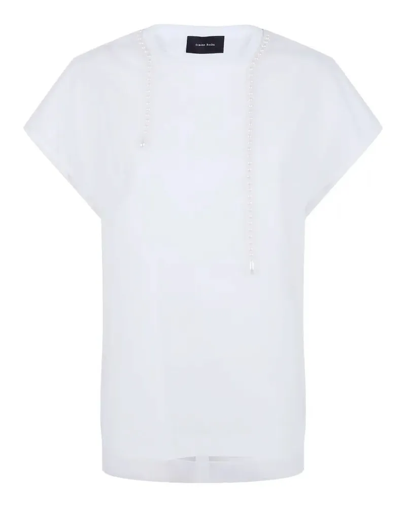 Simone Rocha Layered Liquid Smock" T-Shirt With Embroidered White