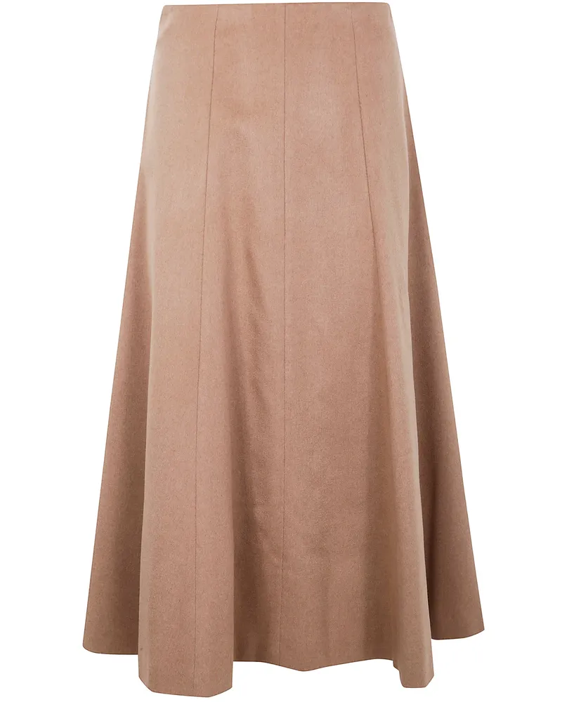 Max Mara Geneve" Round Midi Skirt Brown