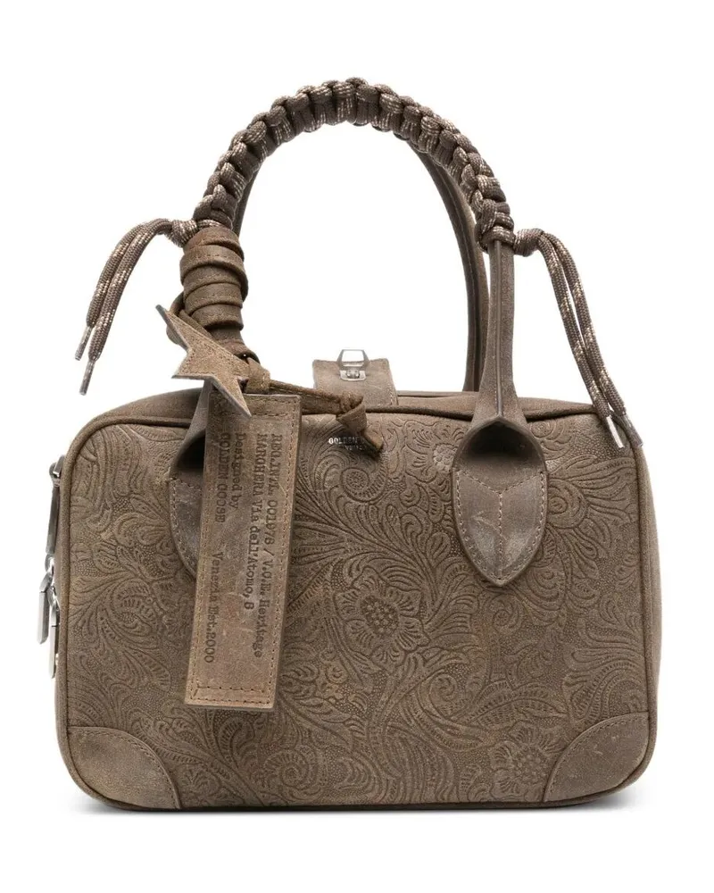 Golden Goose Shoulder Bag Flower Embossed "Vita Green