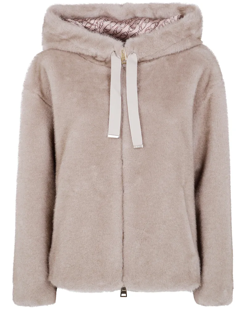 Herno Bomber" Soft Faux Fur Jacket Beige