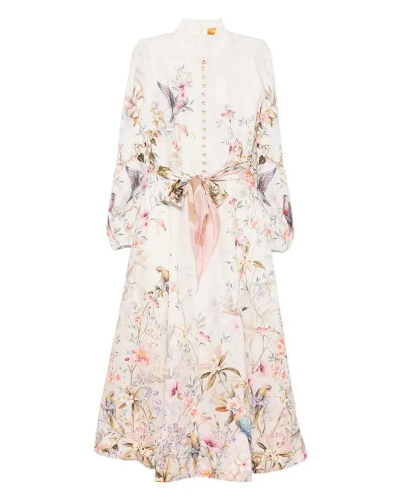Zimmermann Rebellion" Button Midi Dress White