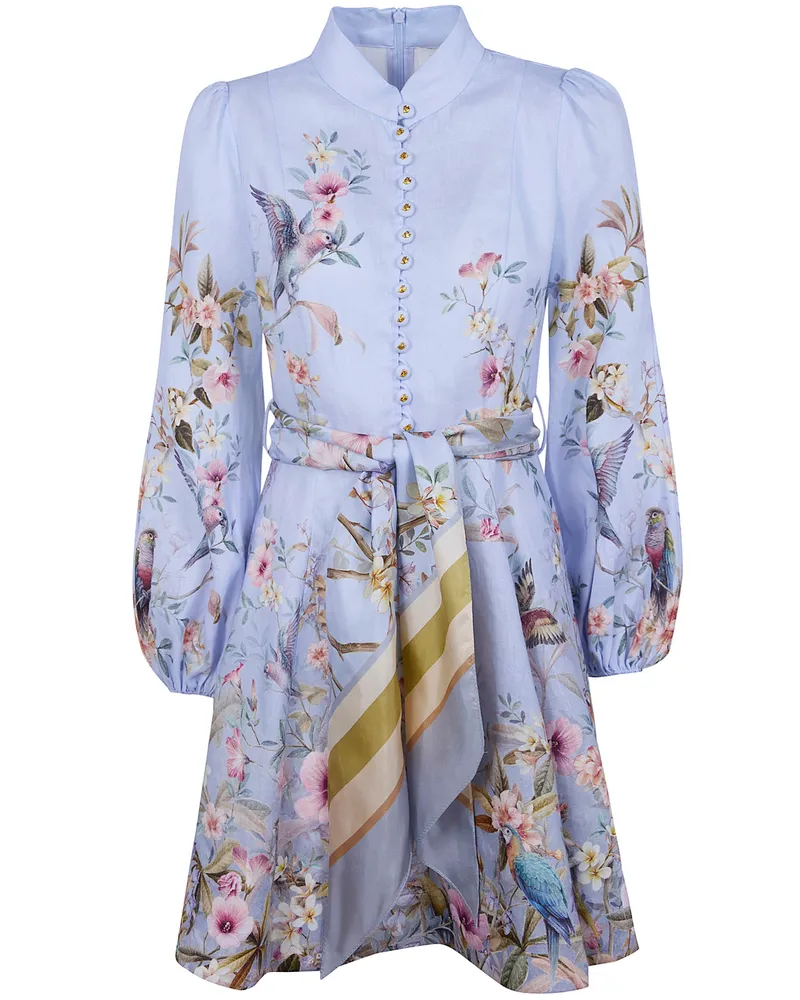 Zimmermann Rebellion" Button Mini Dress Blue