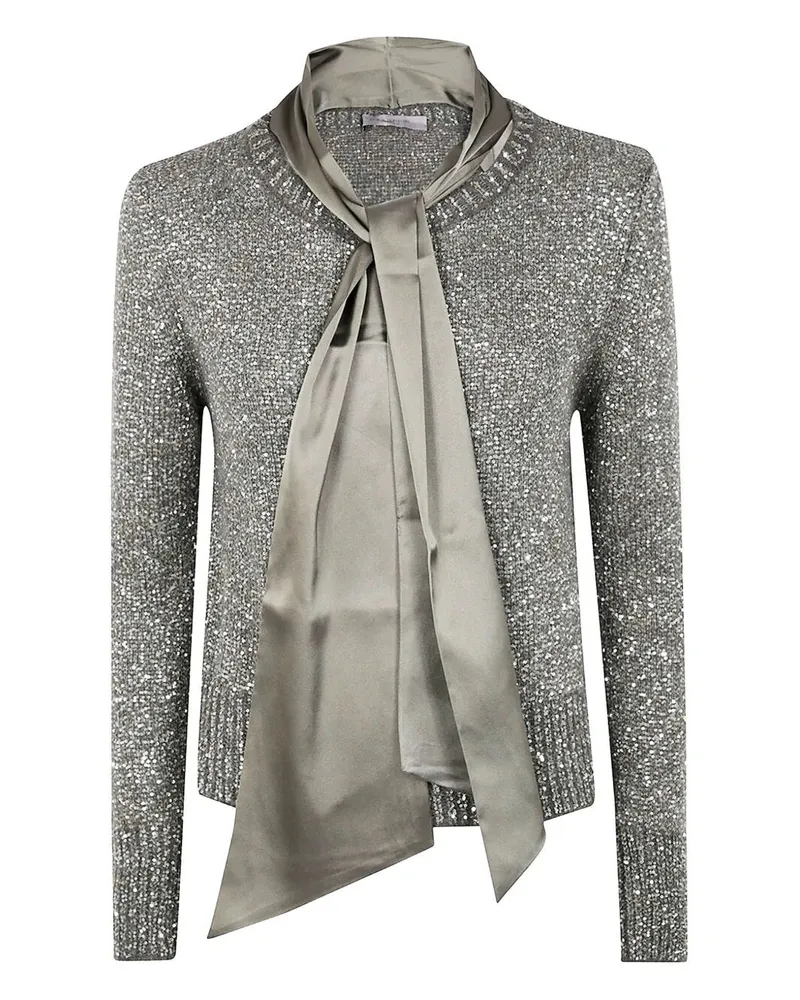 D.EXTERIOR D. EXTERIOR Long Sleeves Soft Ribbon Sequins Sweater Green