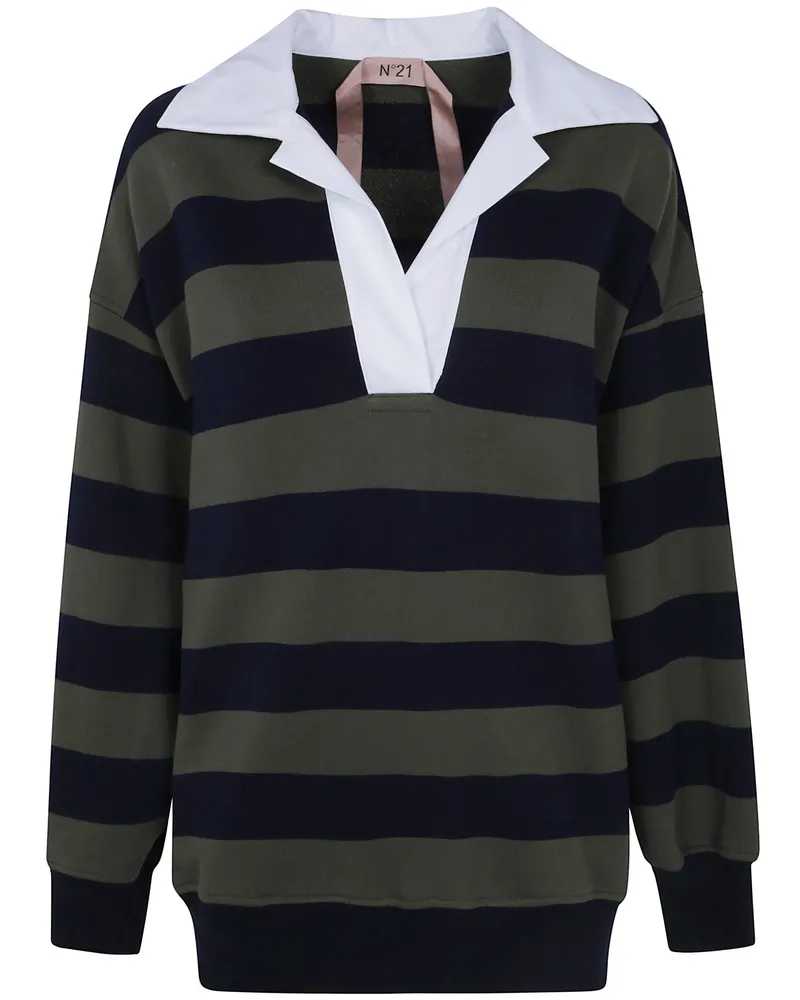 N° 21 Sweatshirt Striped Polo Neck Green