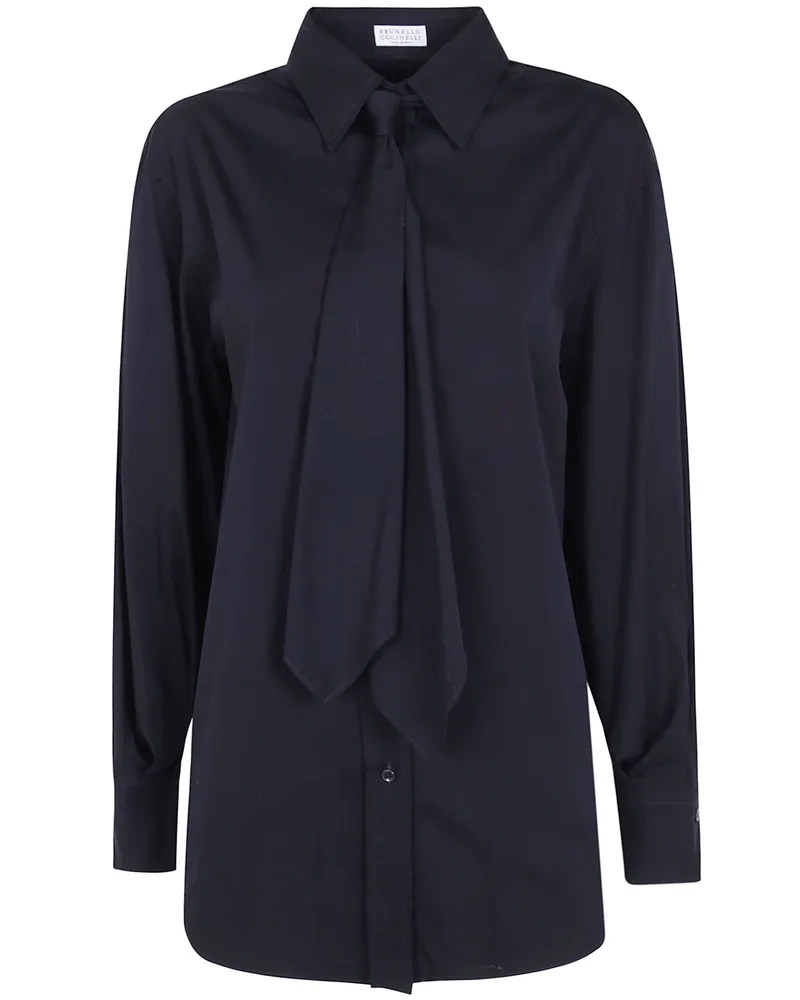 Brunello Cucinelli Shirt Cotton Black "Ribbon Cotton Shirt Black