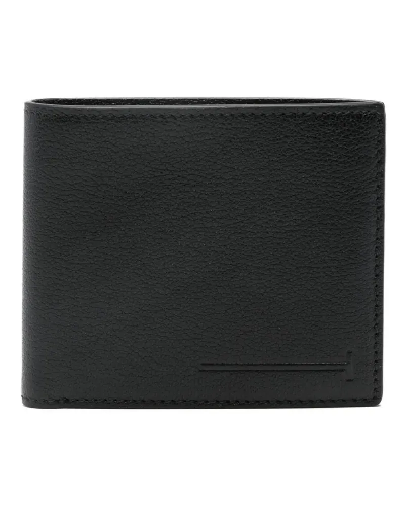 Tom Ford Supple Grain Leather Elongated T Line Classic Bifold Wallet Black