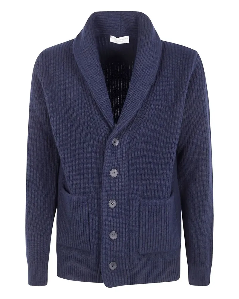 Filippo de Laurentiis Shawl Collar Pocket Cardigan Blue