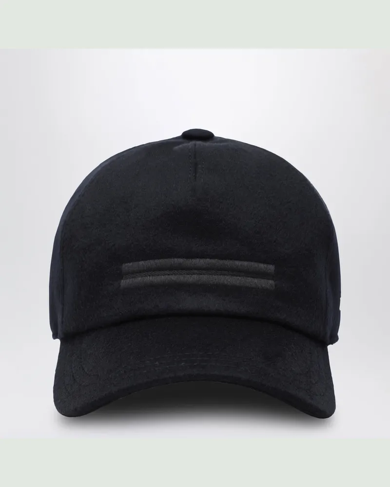 Ermenegildo Zegna Dunkelblaue Baseballkappe aus Wolle Blue