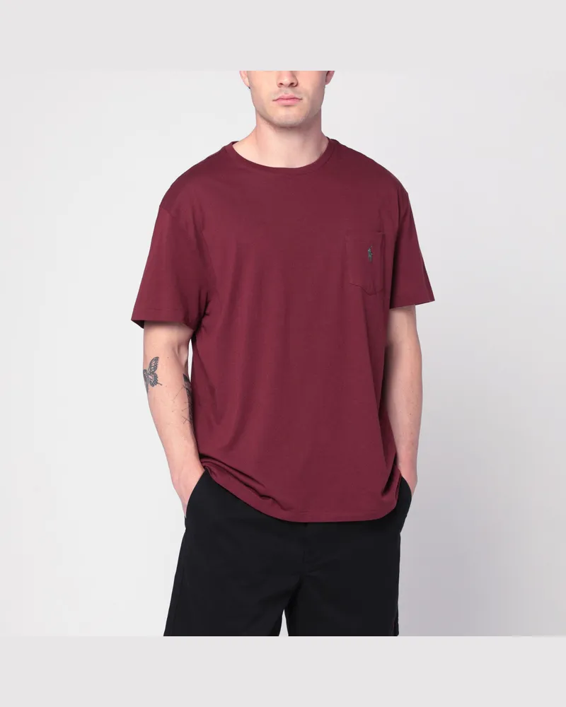 Ralph Lauren Weinrotes T-Shirt aus Baumwolle Classic-Fit Red