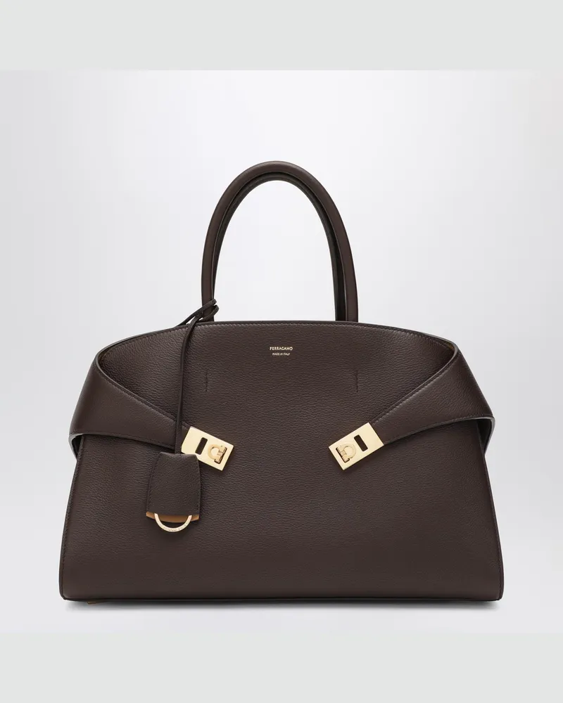 Ferragamo Hug L Handtasche aus Leder in Braun/Ocker Brown