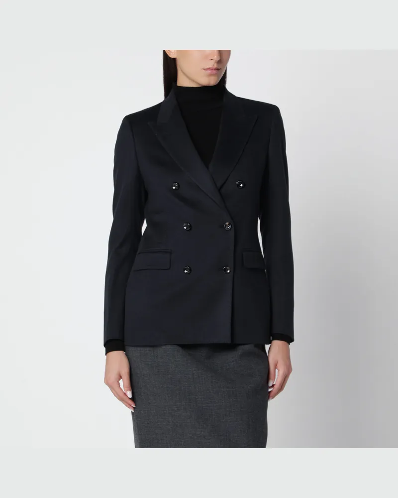 Tagliatore Blaue zweireihige Jacke aus Kamelhaar Blue