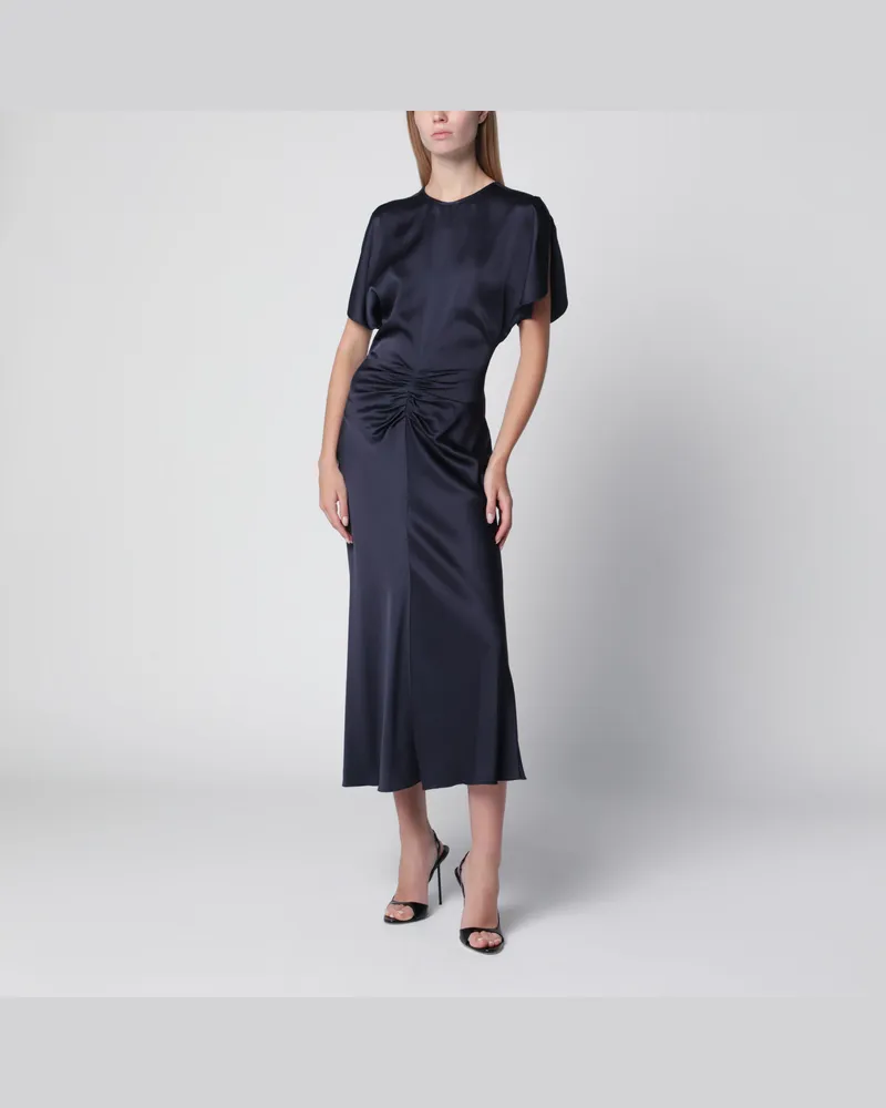 Victoria Beckham Bela Midikleid aus Midnight Satin-Crêpe Blue