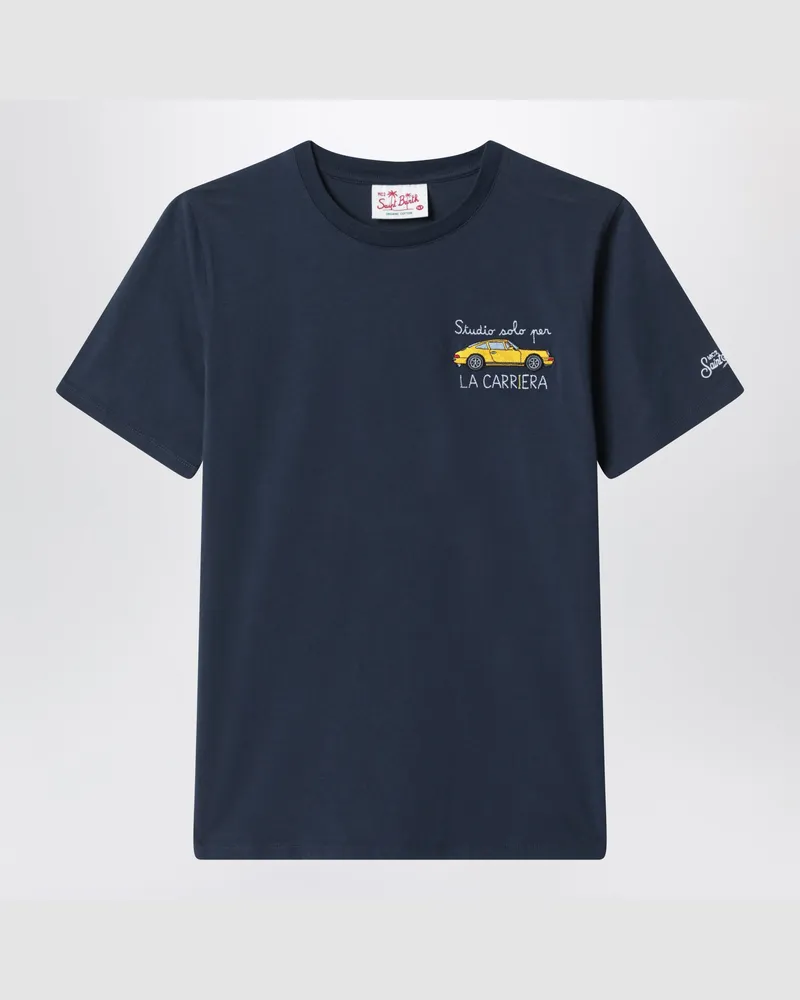 MC2 Saint Barth Blaues T-Shirt mit Auto-Stickerei Blue