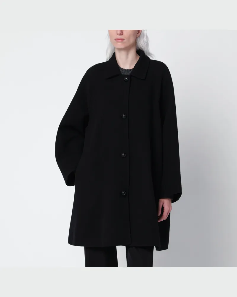 The Row Ina Mantel schwarz aus Wollmischung Black