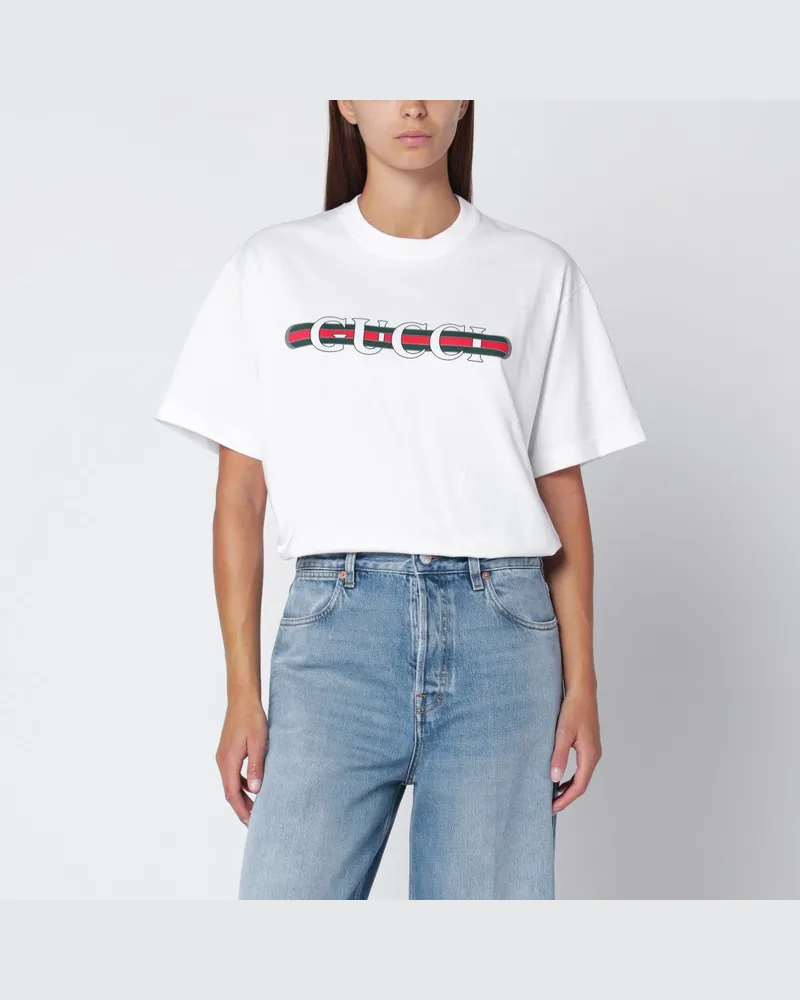 Gucci Weißes T-Shirt mit Logodruck Weiß
