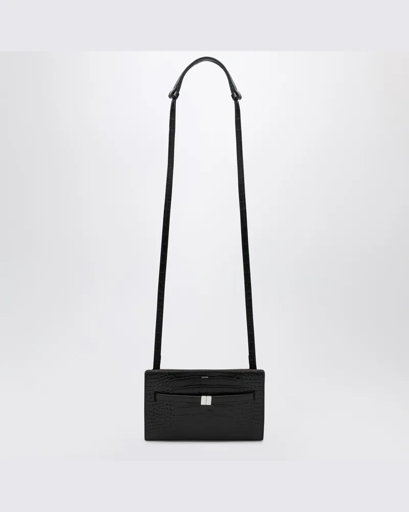 Totême Schwarze Umhängetasche mit Riemen und Krokodruck Schwarz