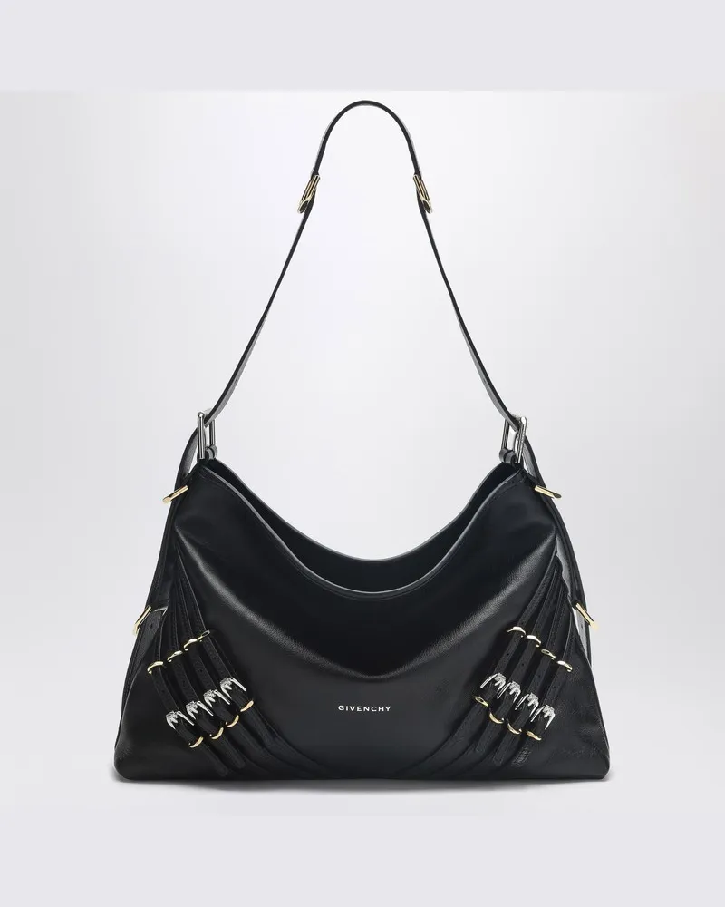 Givenchy Mittelgroße Tasche Voyou aus schwarzem Leder mit mehreren Schnallen Schwarz