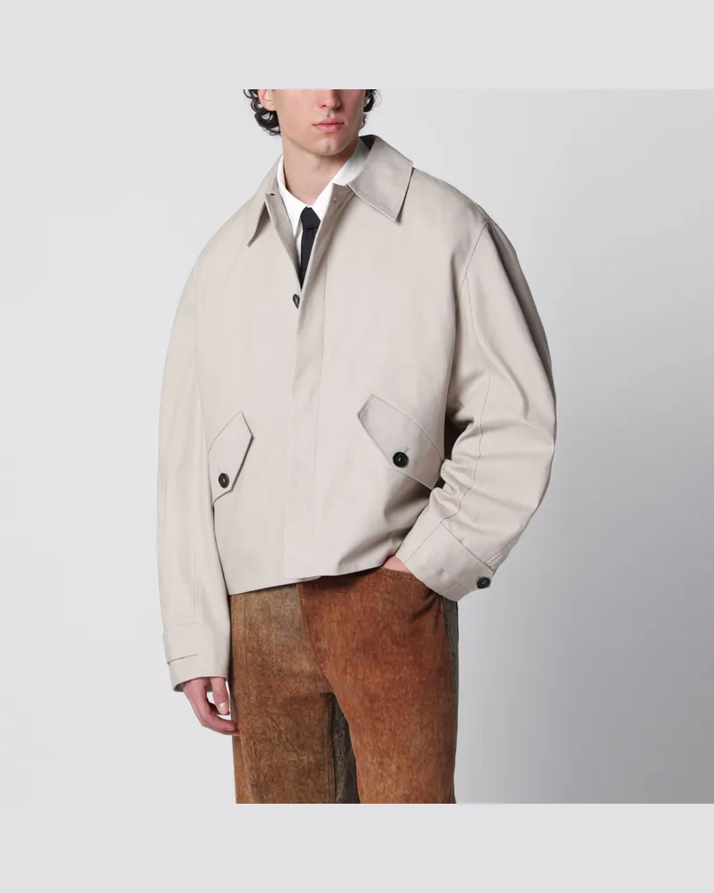 Séfr Kurzer beiger Trenchcoat aus Baumwolle Beige