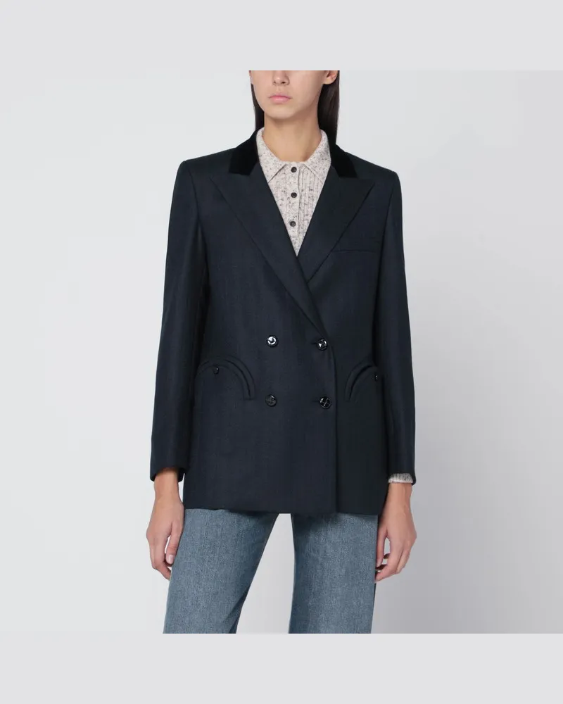 Blazé Milano Dunkelblazer aus Wolle und Mohair in Marineblau Blau