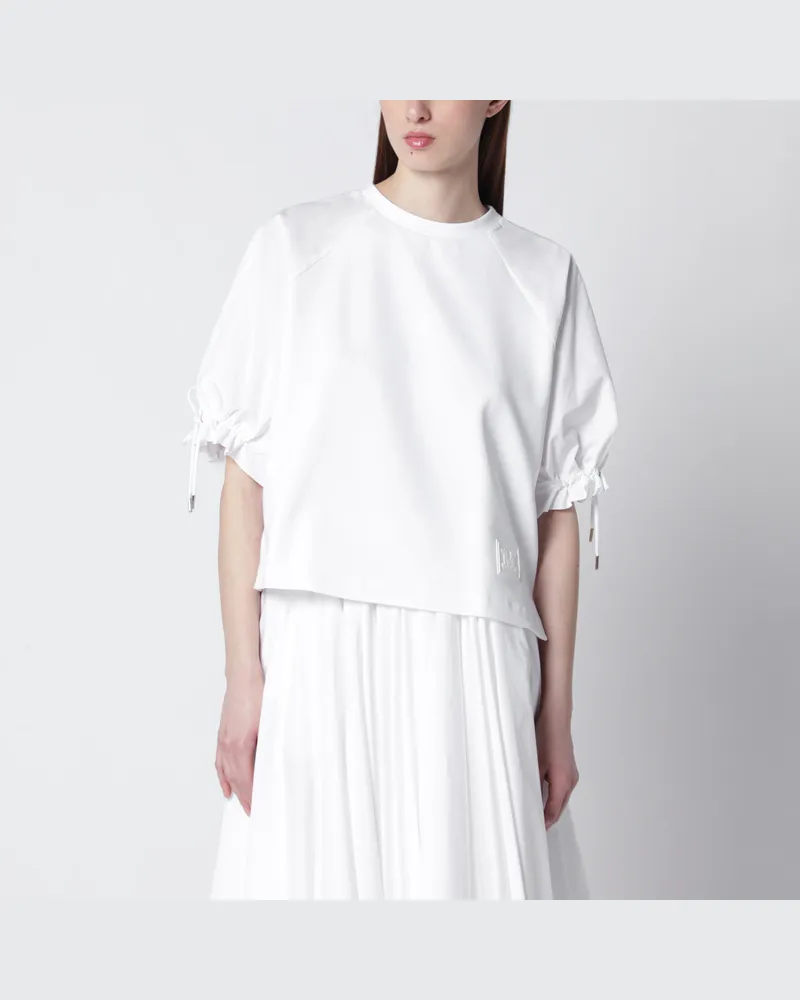 Max Mara Top aus Baumwollmisch-Jersey in Optikweiß White