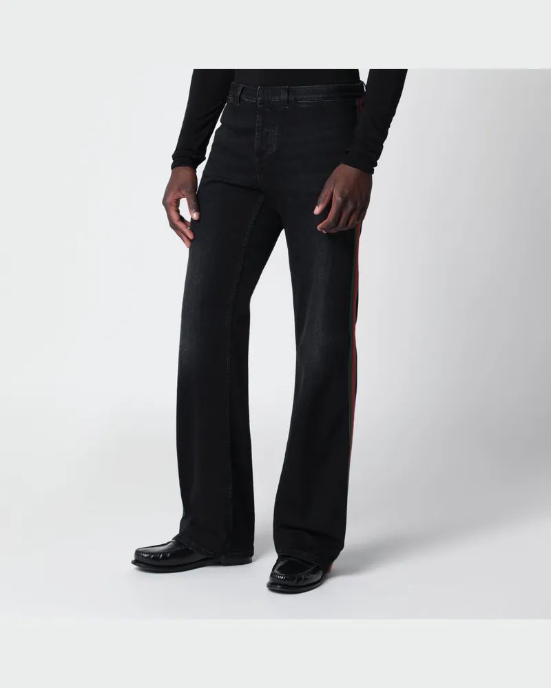 Gucci Low-Waist-Jeans mit Webband aus Baumwoll-Denim schwarz Black