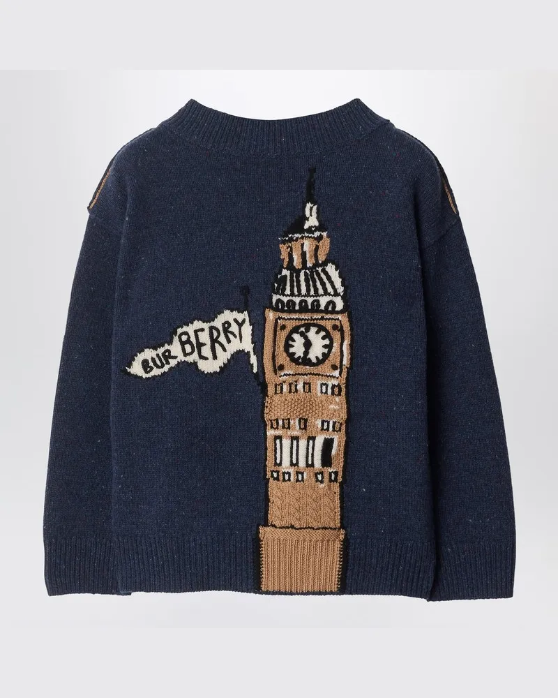 Burberry Big Ben Pullover aus Wolle Grau