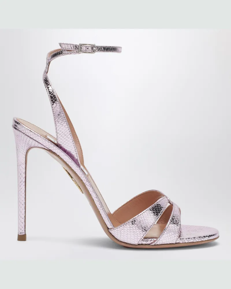 Aquazzura Sandalen You and I aus hellblauem Metallicleder Pink