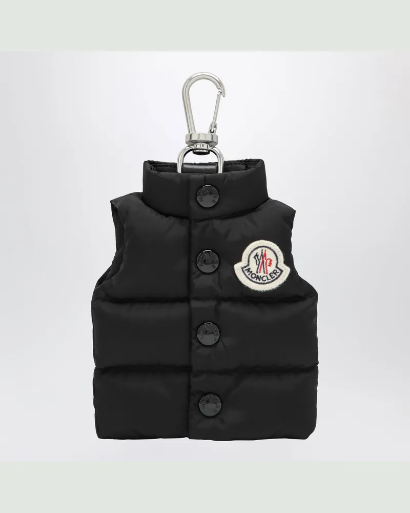 Moncler Schwarzer Schlüsselanhänger in Daunenjackenform aus Nylon Black