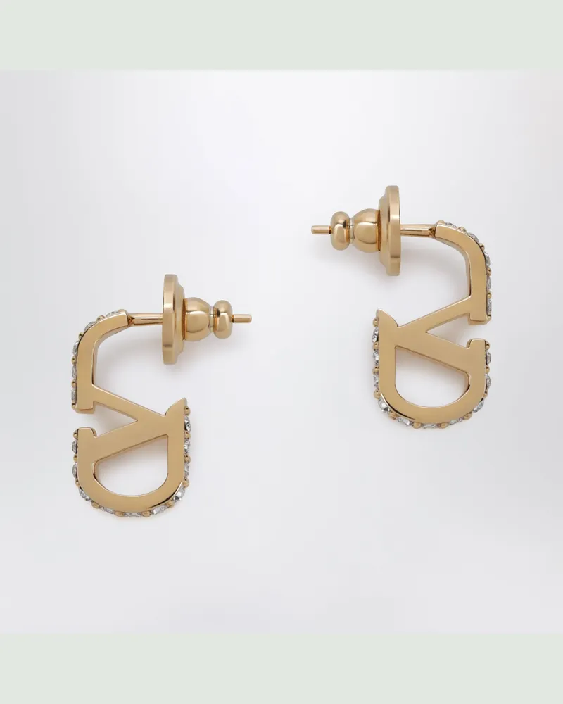Valentino Garavani Goldfarbene VLogo Signature Ohrringe mit Kristallen Metal