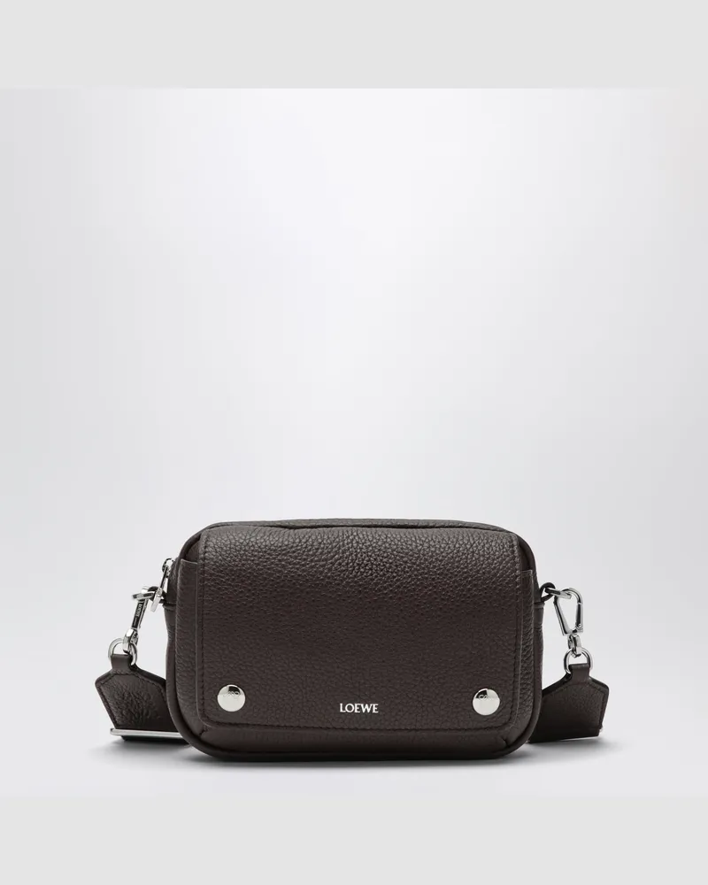 Loewe Kleine Pebble Umhängetasche aus genarbtem Leder in Schokoladenbraun Brown