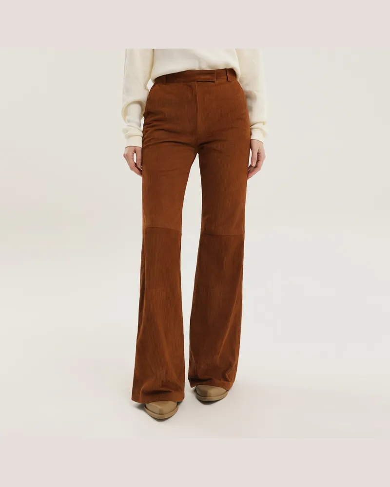 1989 STUDIO Corduroy ausgestellte Lederhosen Brown