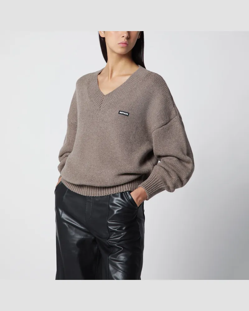 ROTATE Birger Christensen Pullover mit V-Ausschnitt aus Wolle und Kaschmir Grey