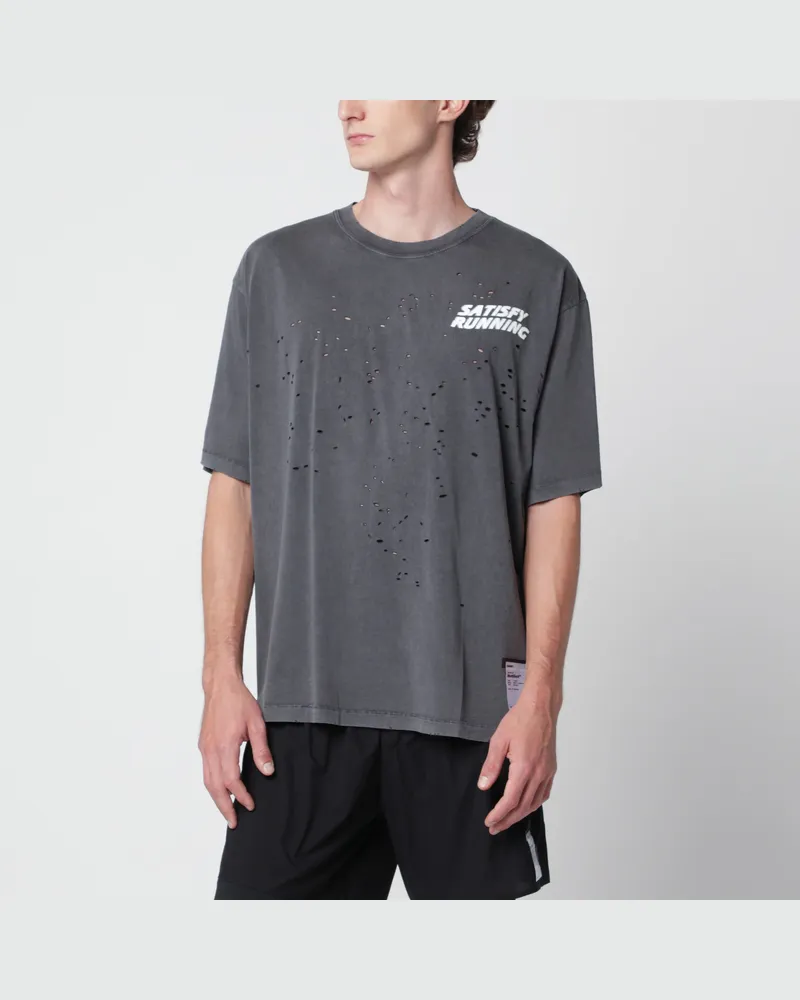 Satisfy MothTech Aged Black T-shirt with holes Black