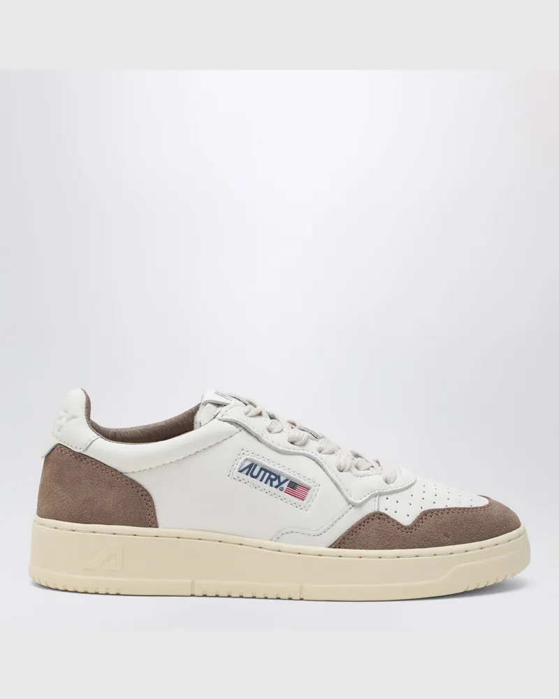 AUTRY Medalist Low Sneakers aus weißem Leder und braunem Veloursleder White