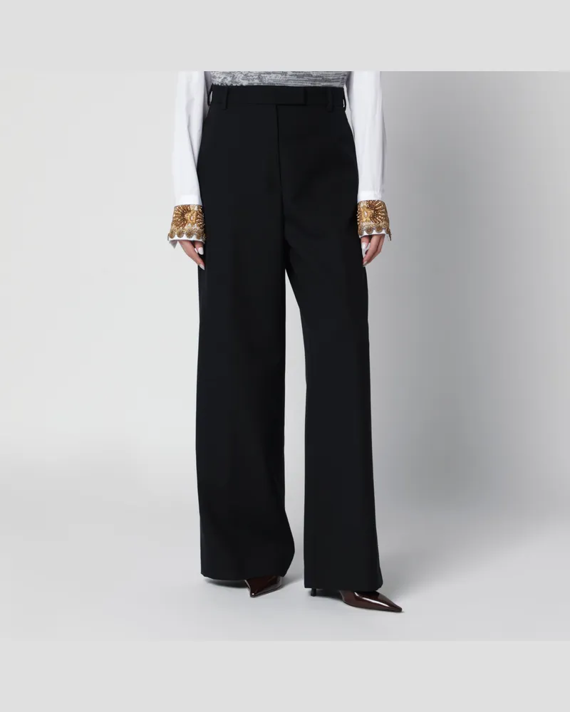 Dries van Noten Penn Schwarze Wollhose Black