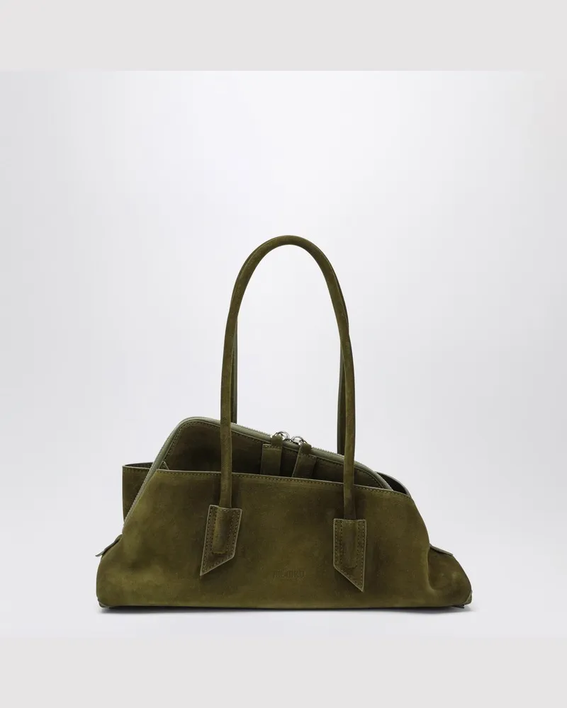 ATTICO La Passeggiata Small Tasche aus khakigrünem Wildleder Beige