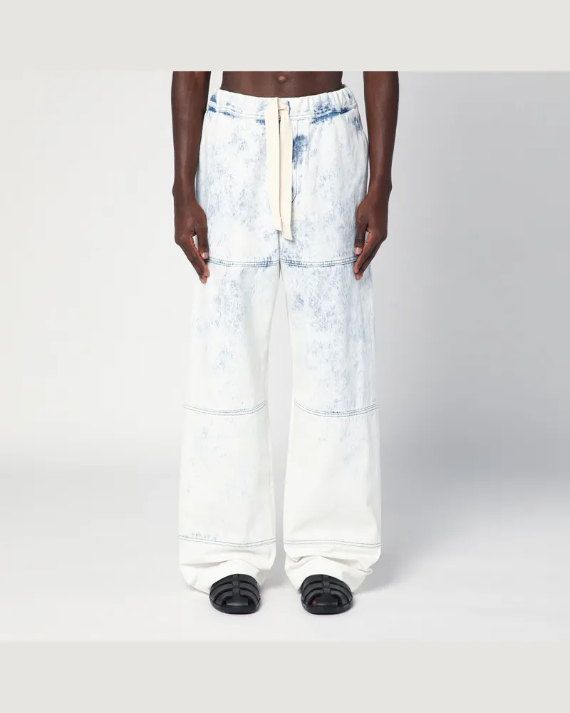 Dries van Noten Hellblaue ausgeblichene Jeans mit Kordelzug Light