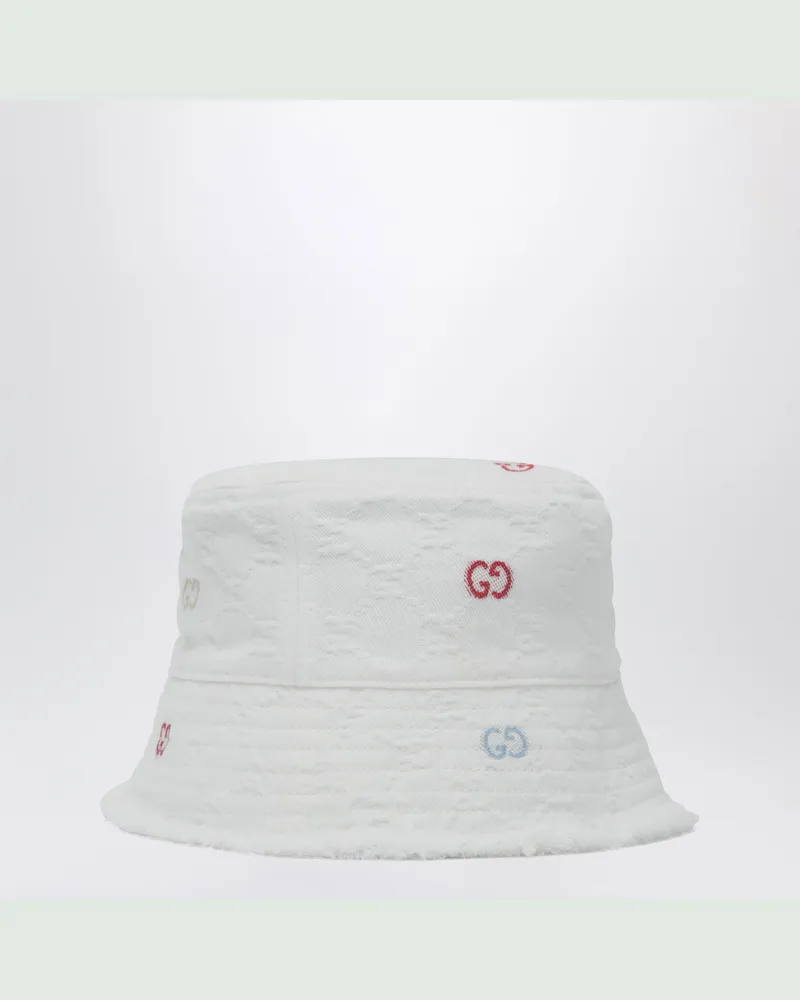 Gucci Weiße GG Jacquard-Denim-Mütze White