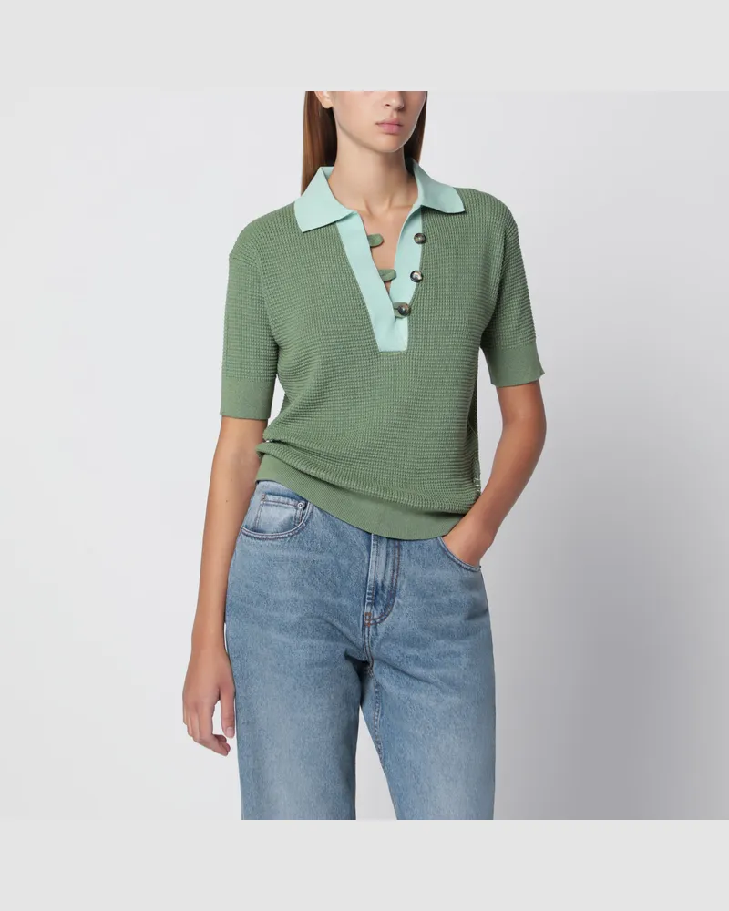J.W.Anderson Mintgrünes Poloshirt aus Waffelstrick in Baumwollmischung Green