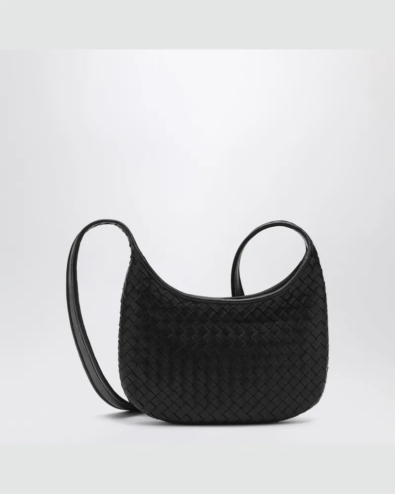 Bottega Veneta Kleine schwarze Veneto-Tasche im Intrecciato Black