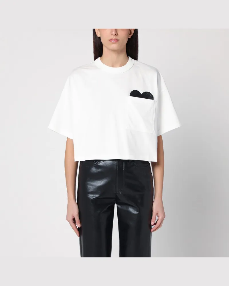Bottega Veneta Weißes kurzärmeliges T-Shirt mit Herz Weiß