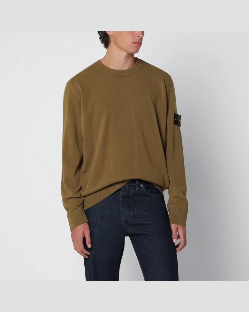 Stone Island Cactusfarbener Rundhalspullover aus Wolle Green