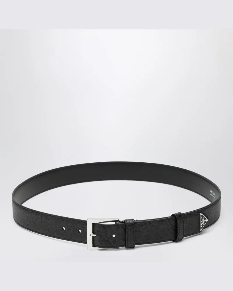Prada Schwarzer Saffiano-Gürtel Schwarz