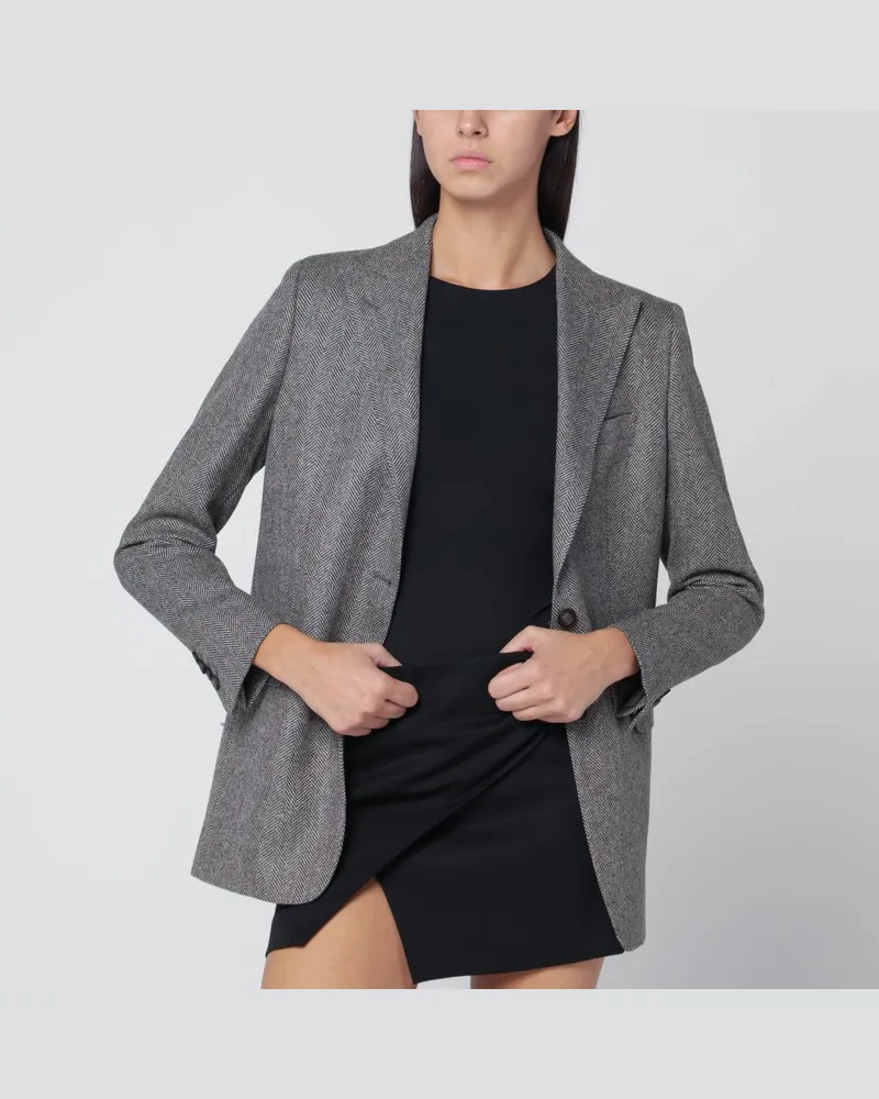 Tagliatore Grau einreihiger Blazer aus Wolle Grau