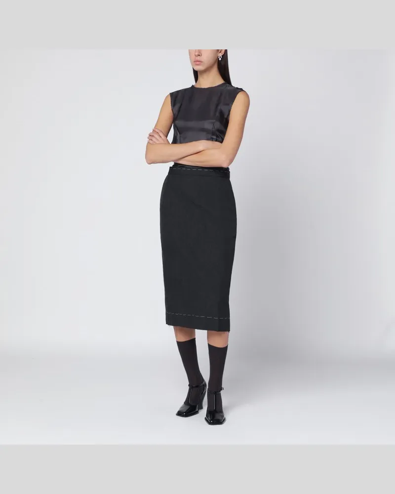 Maison Margiela Graues meliertes ärmelloses Kleid Grau
