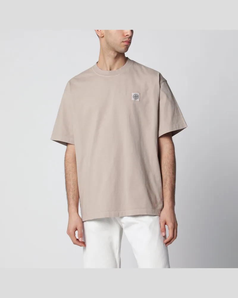 Stone Island Wüstenfarbenes T-Shirt mit Compass-Logo-Patch Beige