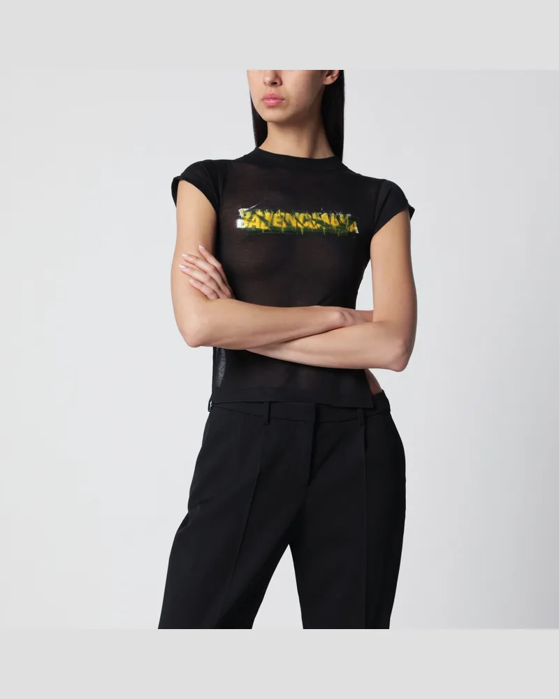 Balenciaga T-Shirt Messy Spray aus Baumwolljersey in Schwarz Black